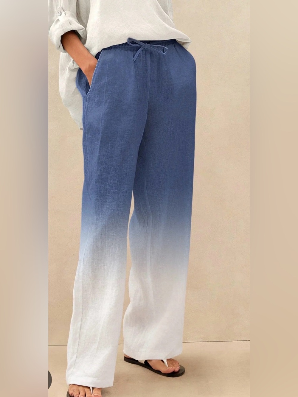 LINTICO 100% Linen Classic Pants Ombré - size L